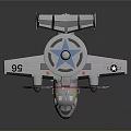 Military AWACS Aircraft Model With Silver Body Radar Dome Four Propellers And Twin Tails