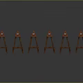 Wooden Folding Stools With Red Accents For Workshop And Home Use