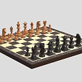 Classic Chess Set With Black And White Wooden Pieces On Checkerboard Board 3d model