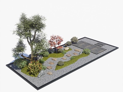 Modern Courtyard Landscape Tingbu Micro-terrain Garden Paving Landscape Sitches Gravel Trail model