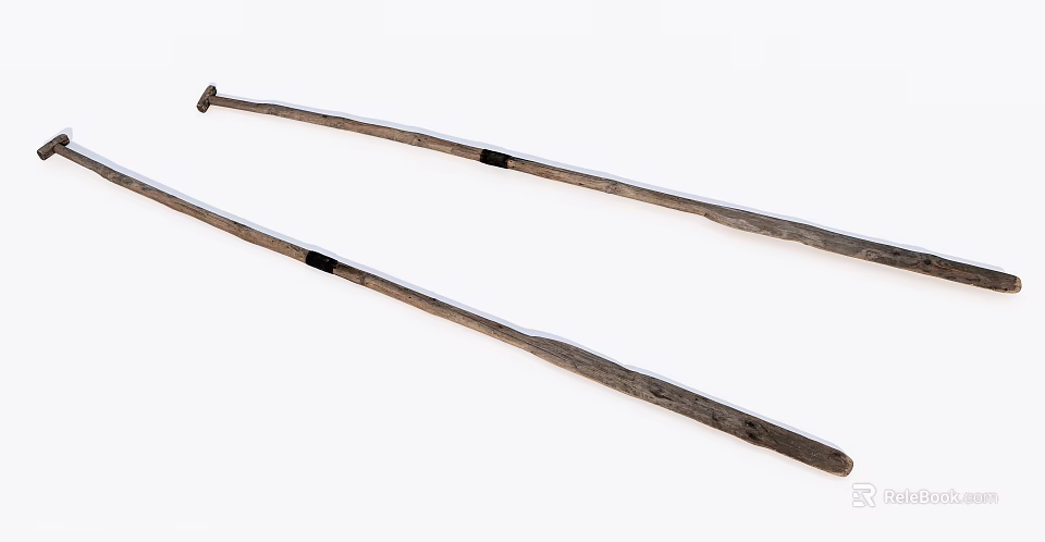 Pair of Vintage Wooden Hockey Sticks Classic Sports Equipment for Games 3d model 