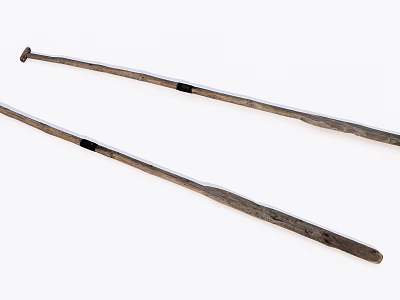 Pair of Vintage Wooden Hockey Sticks Classic Sports Equipment for Games 3d model