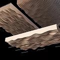Modern Ceiling Design With Wavy Textured Panels And Recessed Lighting Fixtures