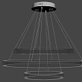 Elegant Multi Tiered Crystal Chandelier with Hanging Circular Rings and Metallic Accents