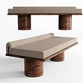 Modern Stool With Light Gray Upholstered Seat And Dark Brown Wooden Legs