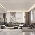 Modern Living Dining Room Interior With Sofa Coffee Table Floor Lamp And Window 3d model