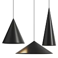 Modern Black Conical Pendant Lights With Minimalist Design For Home Interior Decor