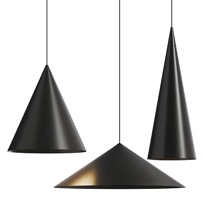 Modern Black Conical Pendant Lights With Minimalist Design For Home Interior Decor 3d model