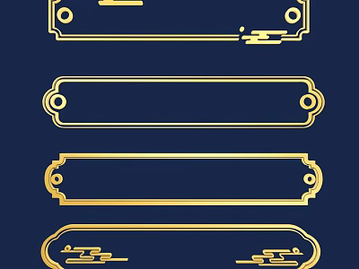 Elegant Gold Decorative Lines Frame Design With Intricate Patterns On Dark Background 3d model