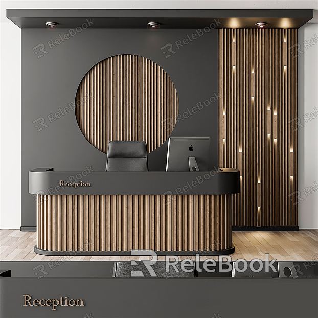 Modern reception desk front desk bar office background wall model