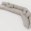 Large Curved Sectional Sofa Light Gray with Multiple Soft Cushions Modern Design 3d model