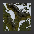 Natural Garden Landscape with Mountain Terrain Snowy Peaks and Green Vegetation Lakes