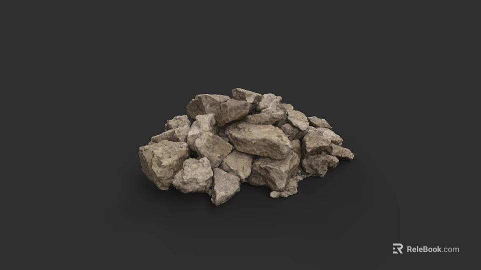 Natural Micro Terrain Rock Pile With Rough Stone Texture And Earthy Tones 3d model 