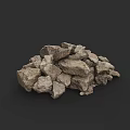 Natural Micro Terrain Rock Pile With Rough Stone Texture And Earthy Tones