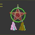 Red Star Fabric Clothing Accessory With Green Circular Trim And Tassels