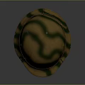 Military Weapon Helmet With Camouflage Pattern Yellow Brown Green And Chin Strap
