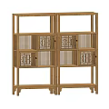 Wooden Etagere with Traditional Design Multiple Shelves and Decorative Panels for Home Decor