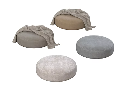Round Velvet Cushions With Blankets In Various Colors For Home Decor 3d model