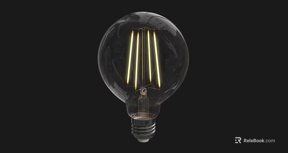 Modern Clear Glass Wall Light With Yellow Filaments For Interior Decor 3d model 