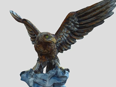 Other Detailed Eagle Sculpture With Spread Wings Green Eyes And Rock Base 3d model