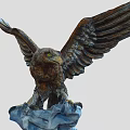 Other Detailed Eagle Sculpture With Spread Wings Green Eyes And Rock Base