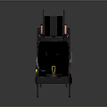 Black Industrial Equipment Seat With Yellow Safety Straps And Metal Frame