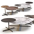 Modern Round Dining Table Collection With Marble And Natural Wood Tabletop And Sturdy Metal Base