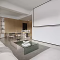 Modern Living Dining Room Interior With Wooden Elements White Sofa And Glass Coffee Table