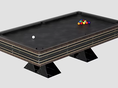 Premium Billiard Table As Sports Equipment With Colored Balls White Cue Ball And Decorative Lines 3d model