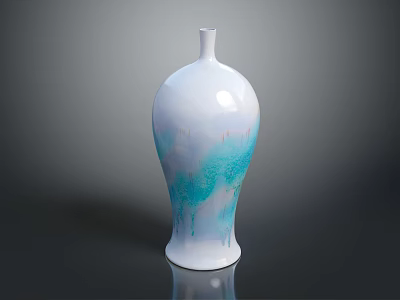 Modern Decorative Furniture Vase With White And Blue Gradient Artistic Design 3d model