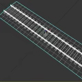 Detailed Model Railroad Straight Track Section with Gravel Bed and Metal Rails