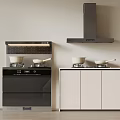 Modern range hood integrated stove combination 3d model