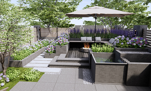 Modern Courtyard Home Courtyard Garden 3d model