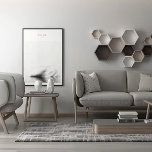 Nordic Sofa Coffee Table Combination 3d model