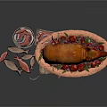 Delicious Roasted Pig Platter With Fresh Vegetables Sauce Bucket And Cutlery