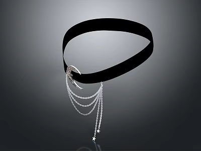 Modern Black Chandelier With Hanging Silver Chains And Star Pendants In Contemporary Design 3d model