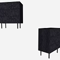 Two Modern Gray TV Stands With Geometric Pattern And Black Legs