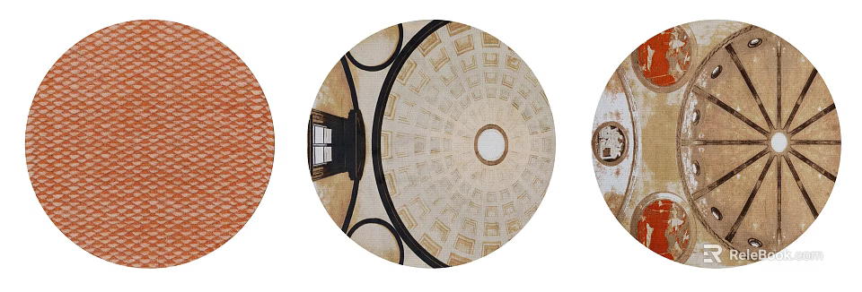 Circular Rug With Dome Ceiling Design And Artistic Decorative Patterns 3d model