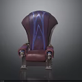 Artistic Purple Pink Single Sofa With Blue Lines Star Pattern And Skull Armrests