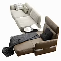 Modern Sectional Sofa With Light Gray Brown Upholstery Pillows Throw Blanket And Metal Legs