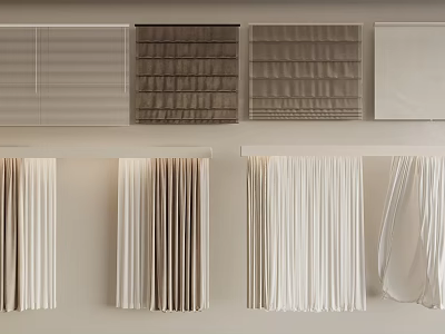Modern Home Curtain Styles Including Beige Brown White Pleated Simple and Blinds Designs 3d model