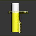 Modern Yellow Architectural Design With White Cylindrical Top Metal Frame Platform And Ladder