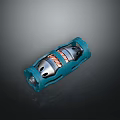Automotive Cylindrical Metal Component with Blue Housing Silver Core and Orange Details for Vehicle Mechanical Systems