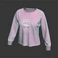 Pink Long Sleeve Casual Sweatshirt With Graphic Print And Logo Design