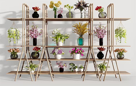 Modern vase flower stand potted plant green plant exhibition stand bonsai plant flower gallery flower decoration stand floral art 3d model
