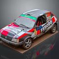 Detailed Race Car Model With CHAMPION FERODO Logos And Colorful Racing Livery