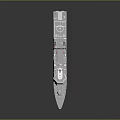 Military Naval Vessel 3D Model With White Hull Red Stripes Antenna And Deck Structure