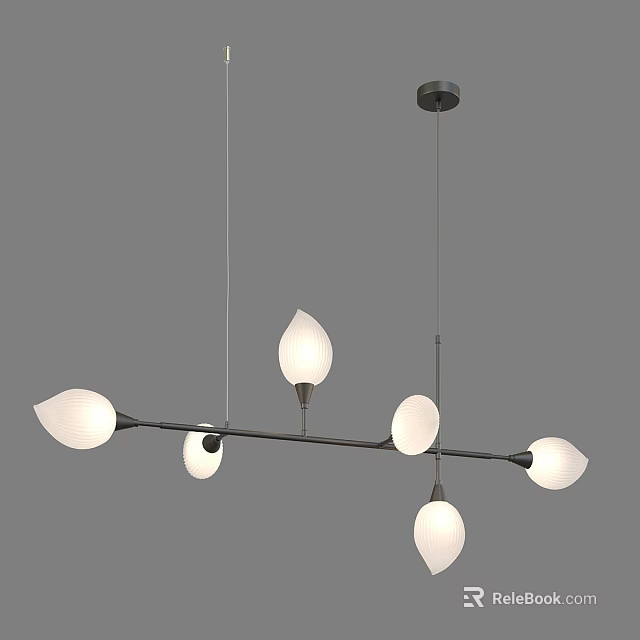 Modern Hanging Chandelier With Multiple Glass Shade Bulbs And Metal Frame 3d model 