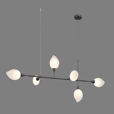 Modern Hanging Chandelier With Multiple Glass Shade Bulbs And Metal Frame 3d model