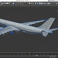 White Passenger Aircraft 3D Model With Extended Wings And Engines